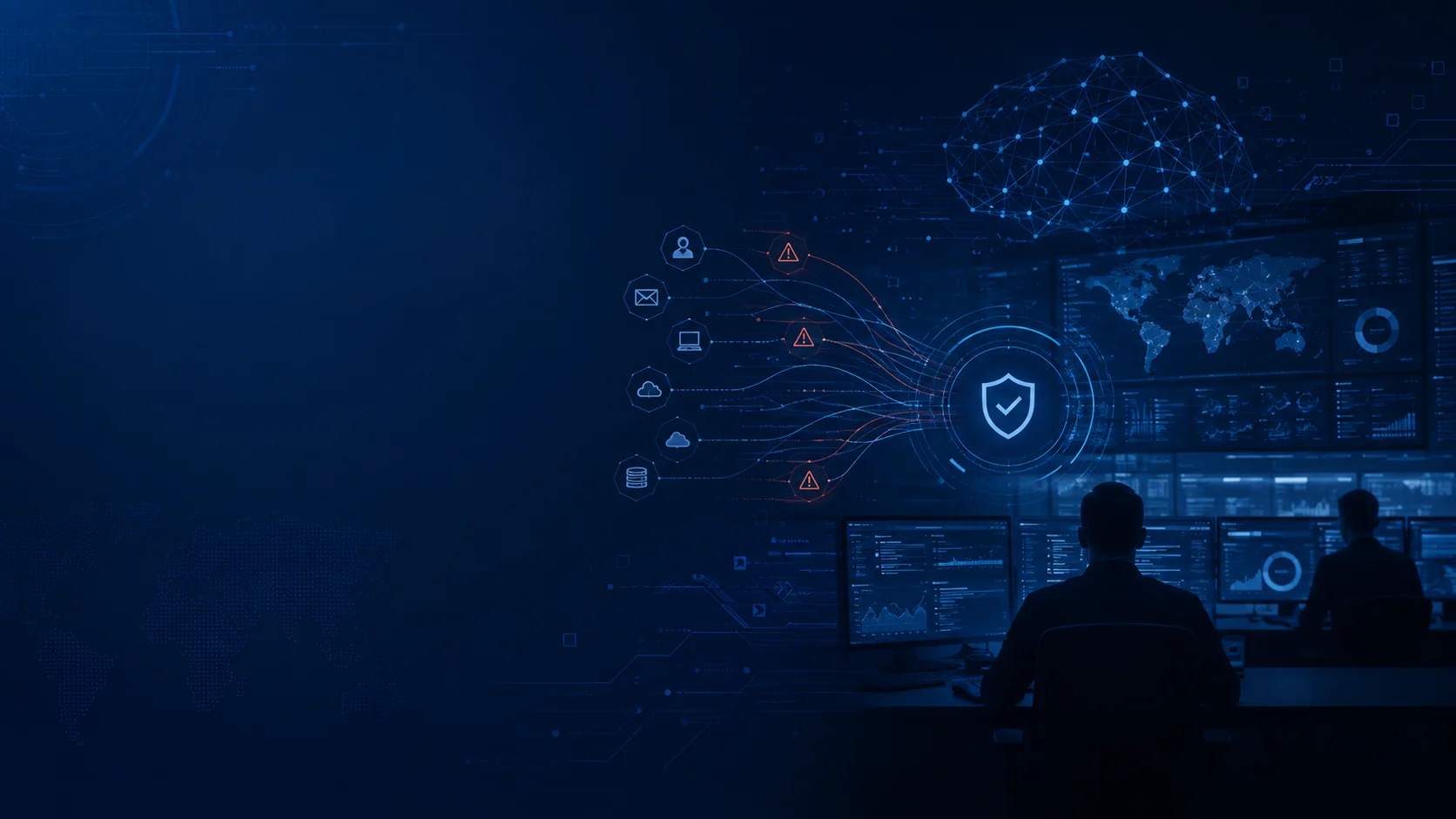 Operação de segurança acompanhando endpoints em uma plataforma central.